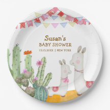 Watercolor Llama Desert Cactus Fiesta Chá de frald