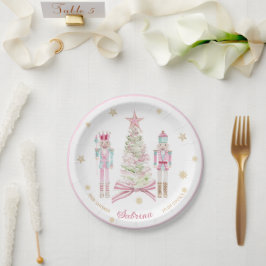 Prato De Papel  Watercolor Merry Christmas Nutcracker ballet pink