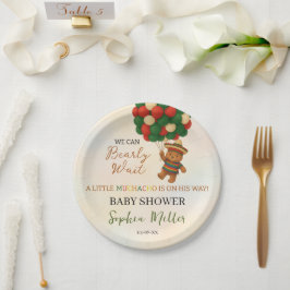 Prato De Papel Watercolor Muchacho Mexican Bear Baby Shower
