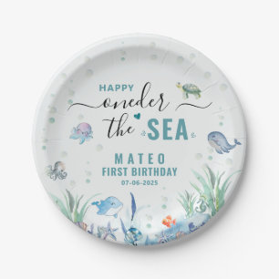 Prato De Papel Watercolor One der The sea primeiro aniversario