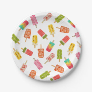 Prato De Papel Watercolor Popsicles Summer birthday party 