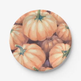 Prato De Papel Watercolor Pumpkins Dia de Ação de Graças