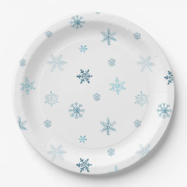 Prato De Papel Watercolor Snowflakes Christmas Plate