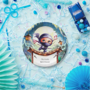 Prato De Papel Watercolor Spy Ninja Birthday