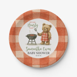 Prato De Papel Watercolor We Can Bearly Wait BBQ Baby Shower