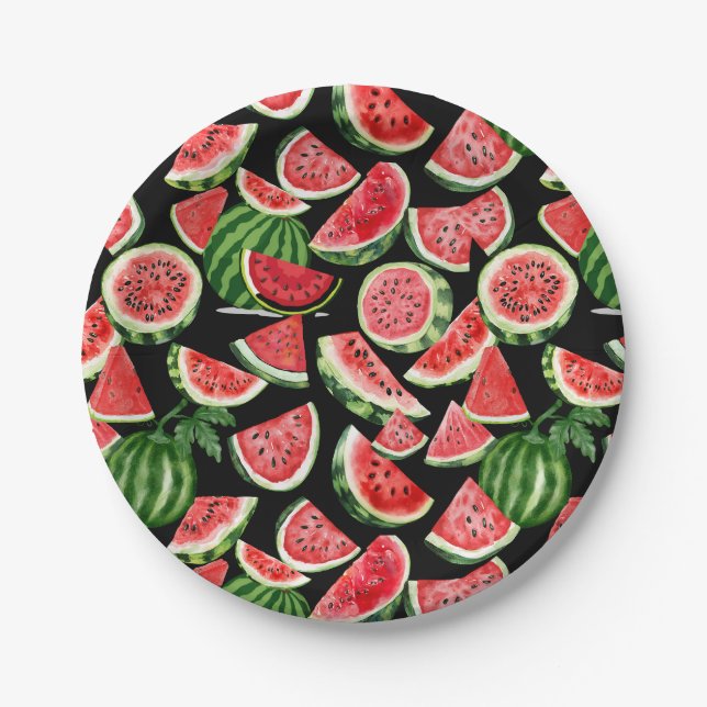 Prato De Papel Watercolour Watermelon Paper Plates – Summer Party (Frente)