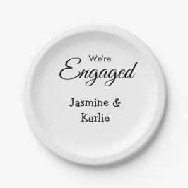 Prato De Papel We are engaged couple name romantic stylish simple