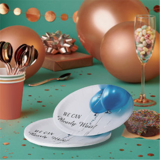 Prato De Papel We Can Barely Wait Baby Boy Shower Paper Plate