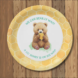 Prato De Papel We Can Bear-ly Wait! Bear and Honey Baby Shower