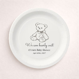 Prato De Papel "We Can Bearly Wait" Baby Shower Gender Neutral