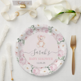 Prato De Papel We can Bearly Wait Baby Shower Girl