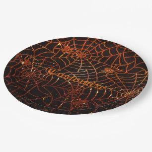 Prato De Papel Webs De Aranha Laranja Estimulante