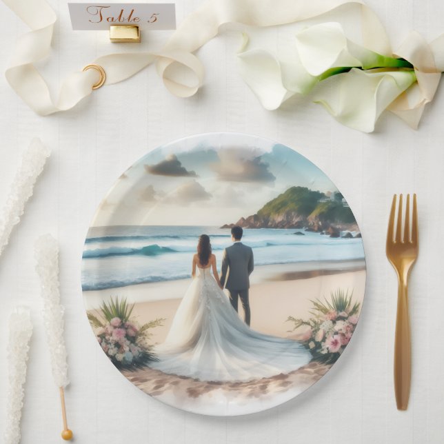 Prato De Papel Wedding Beach Couple (Casamento)