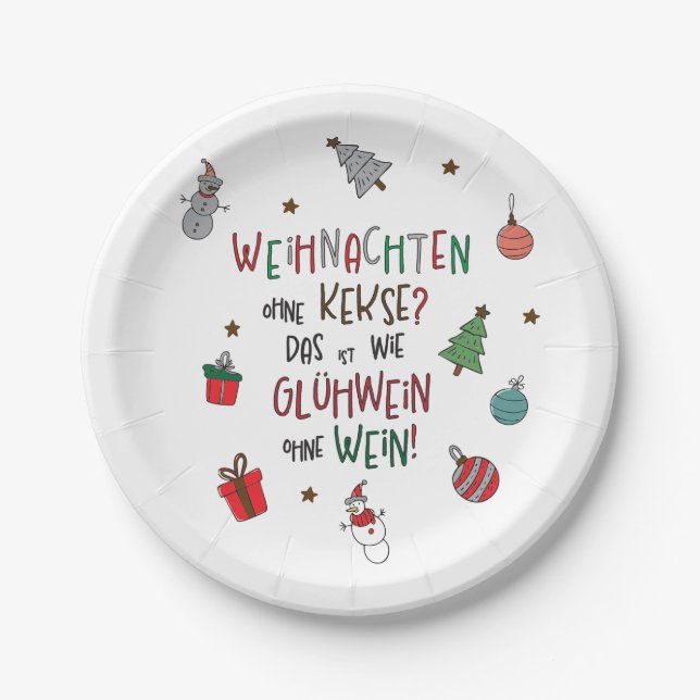 Prato De Papel Weihnachten ohne Kekse? Lustiger Weihnachtsteller (Frente)