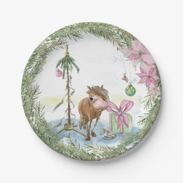 Prato De Papel Weihnachts-Pappteller mit süssem Pony