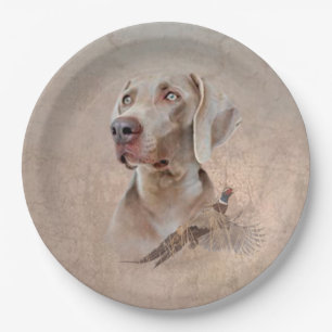 Prato De Papel Weimaraner Poster Canvas Imprimir Tapeçaria Acrí