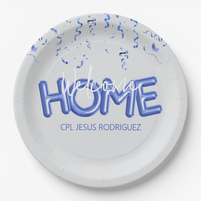 Prato De Papel Welcome Home Patriotic Military Hero Party (Frente)