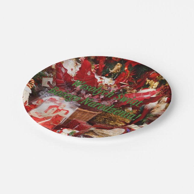 Prato De Papel Wesołych Świąt…! Feliz Natal no gf polonês (Inclinado)