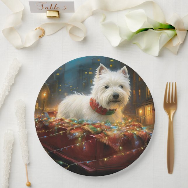 Prato De Papel West Highland White Terrier Natal Festivo (Casamento)