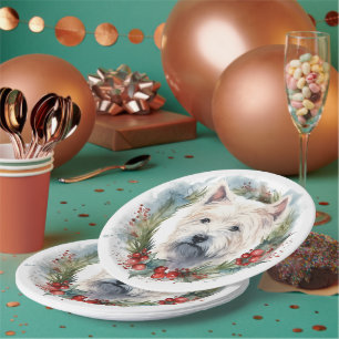 Prato De Papel West Highland White Terrier Wreath de Natal