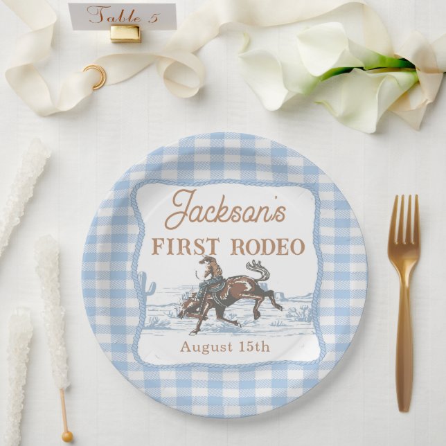 Prato De Papel Western Blue Cowboy Rodeo Birthday Paper Plate (Casamento)