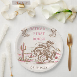 Prato De Papel Western Desert Boots Rodeo Birthday Paper Plate