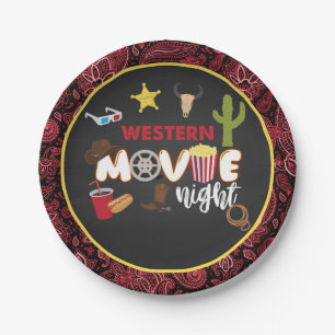 Prato De Papel Western Movie Night Plate