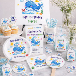 Prato De Papel Whale Theme Summer Kids Birthday Party
