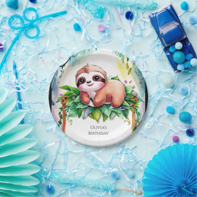 Prato De Papel Whimsic Kids Sloth Birth (Festa)