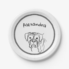 Prato De Papel Whimsical Boxer: Texto Editável