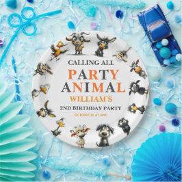 Prato De Papel Whimsical Funny Animals 2nd Birthday Party