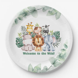 Prato De Papel Whimsical Jungle Safari Animal Birthday Invitation
