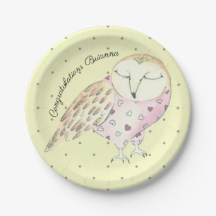 Prato De Papel Whimsical Owl Personalizado