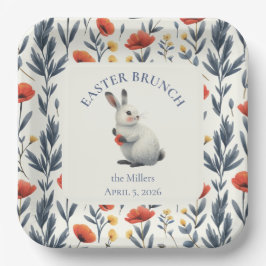 Prato De Papel Whimsical Watercolor Bunny Meadow Easter Brunch