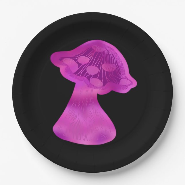 Prato De Papel Whimsigoth Zen Pattern Mushroom (Frente)