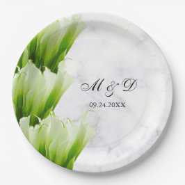 Prato De Papel White Calla Lily Florals - Placa de Casamento
