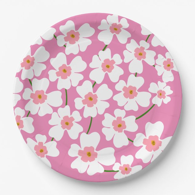 Prato De Papel White Fantasy Flower Lover Pink (Frente)