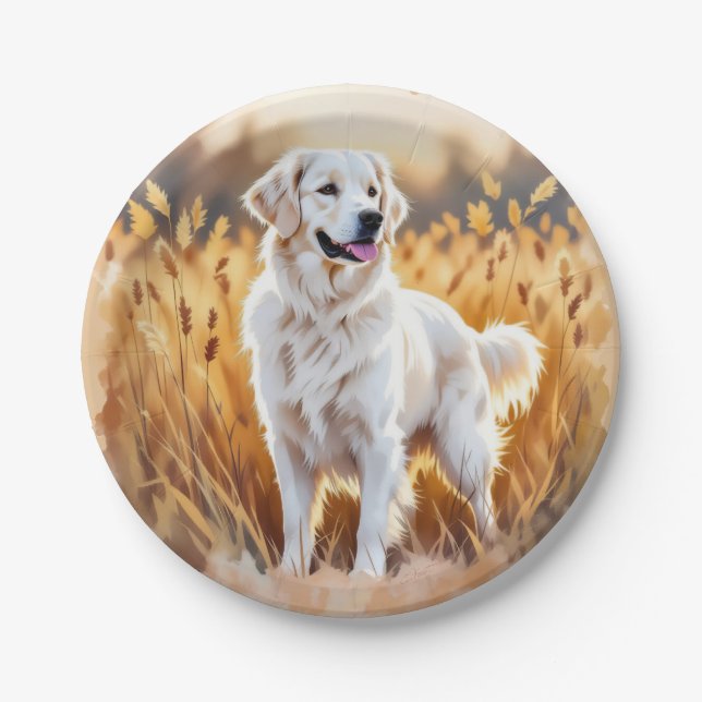 Prato De Papel White Golden Retriever Dog (Frente)