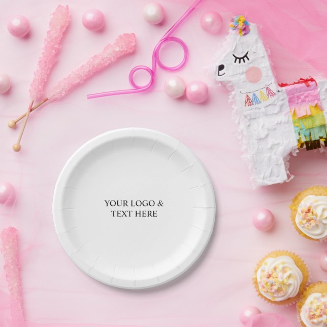 Prato De Papel White Personalized – Your Logo & Text Here (Festa)