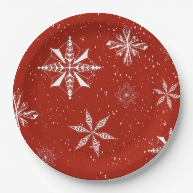 Prato De Papel White Snow on. Red Canvas  (Frente)