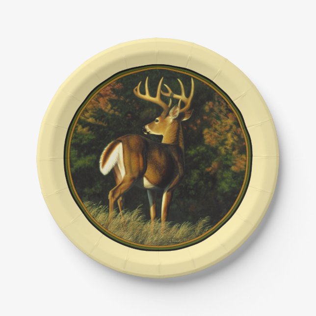 Prato De Papel Whitetail Deer Monster Buck Yellow (Frente)