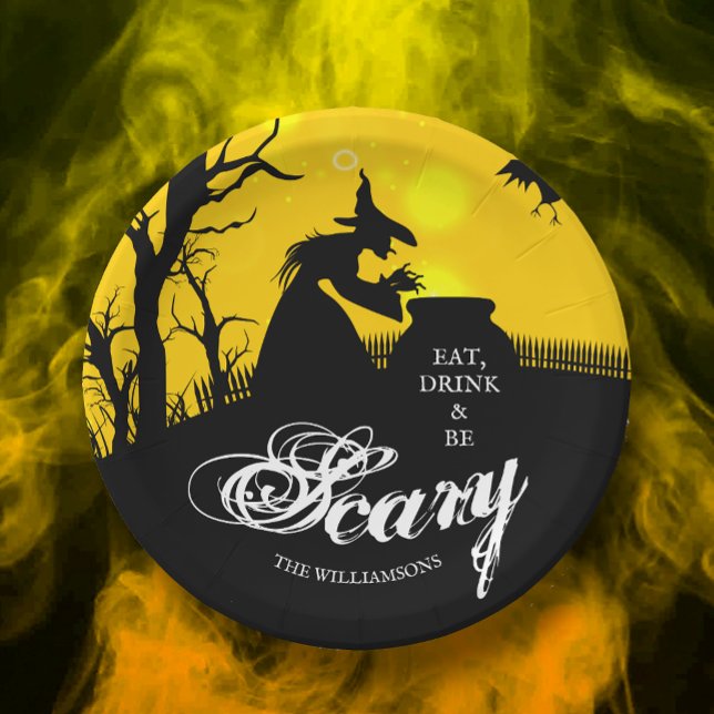 Prato De Papel Wicked Witch Silhouette Halloween (Criador carregado)
