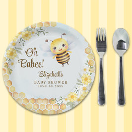 Prato De Papel Wild Bee Baby shower Gender Neutral