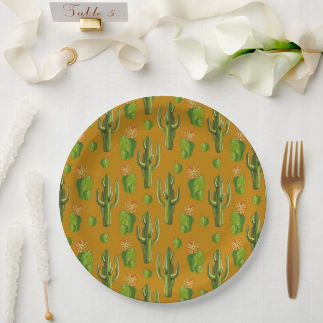 Prato De Papel Wild Cactus Pattern (Casamento)