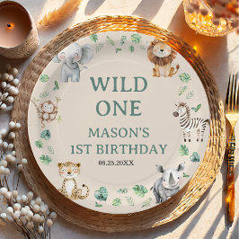 Prato De Papel Wild Jungle Safari Animals Birthday