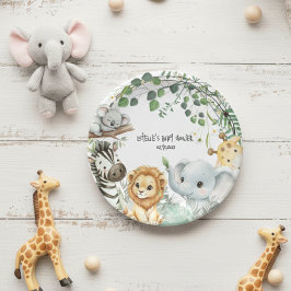 Prato De Papel Wild One Cute Safari Jungle Animals Baby Shower