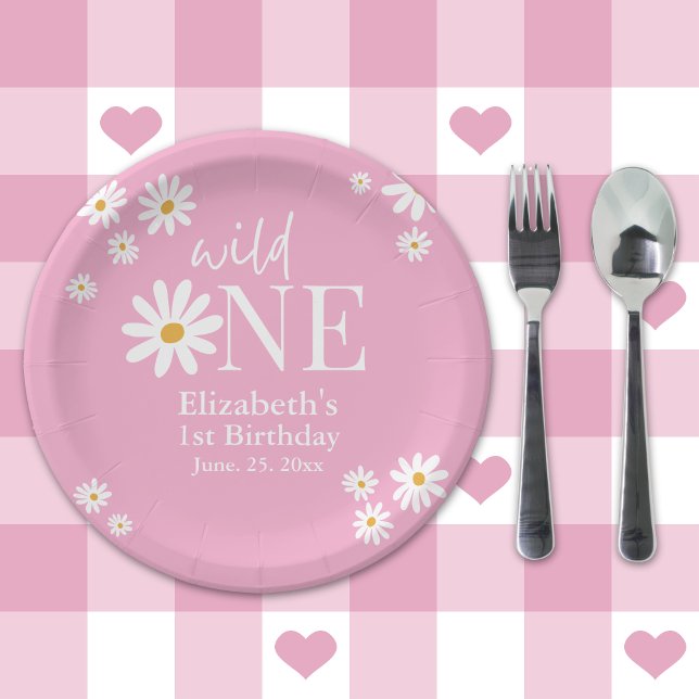 Prato De Papel Wild One Daisy – Girl’s First Birthday Boho Party (Criador carregado)