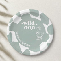 Wild One Dapper Duck 1st Birthday Sage Green Check