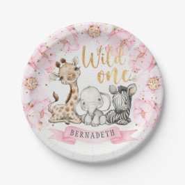 Prato De Papel Wild One Floral Peony Safari primeiro aniversario