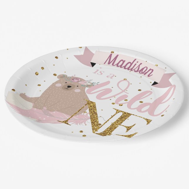 Prato De Papel Wild One Personalised Birthday Girl (Inclinado)